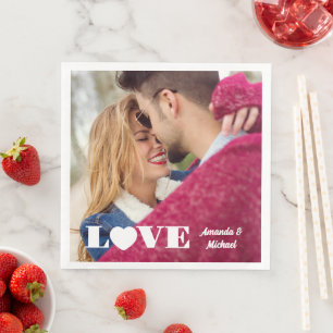 Aangepaste Foto & Namen LOVE Servet