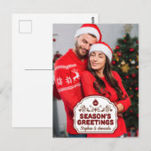 Aangepaste foto & namen Season's Greetings briefka Briefkaart (Voorkant / Achterkant)
