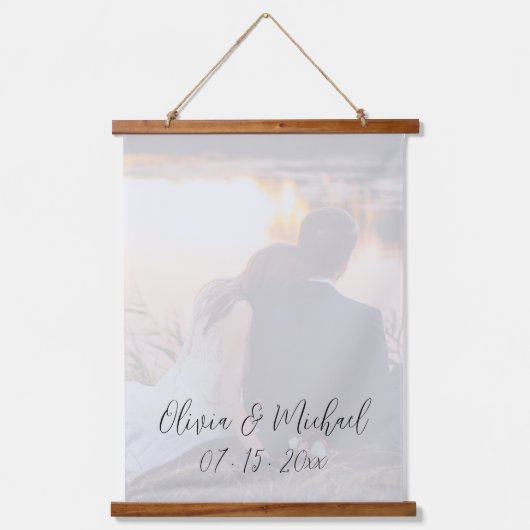 Aangepaste foto Names Datum Keepomwille Hangend Wandkleed (Voorkant)