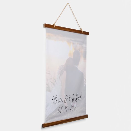 Aangepaste foto Names Datum Keepomwille Hangend Wandkleed (Gebogen)