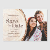 Aangepaste foto Natuur Rustic Wedding Wood Grain Magnetische Uitnodiging (Voorkant)