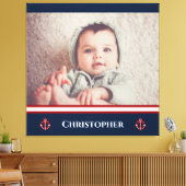 Aangepaste foto Nautical Marine Navy Blue Red Whit Canvas Afdruk (Insitu (Woonkamer))