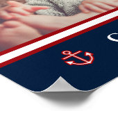 Aangepaste foto Nautical Marine Navy Blue Red Whit Poster (Hoek)