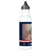 Aangepaste foto Nautical Marine Navy Blue Red Whit Waterfles (Links)