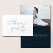 Aangepaste foto Nautical Wedding bedankt Echt Folie Kaarten (Display)