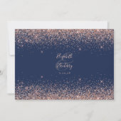 Aangepaste Foto Navy Blue Roos Gold Glitter Weddin Bedankkaart (Achterkant)