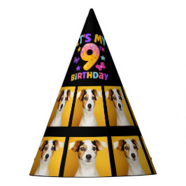 Aangepaste foto negende verjaardagsfeestje Pet Feesthoedjes