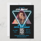 Aangepaste foto Neon en zwart 30e verjaardagsfeest Kaart (Voorkant)
