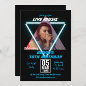 Aangepaste foto Neon en zwart 30e verjaardagsfeest Kaart (Voorkant / Achterkant)