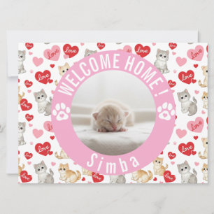 Aangepaste foto Nieuwe Kleine Liefde Kitten Aankom Kaart
