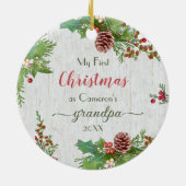 Aangepaste foto Nieuwe Opa 1 Kerstmis Keramisch Ornament (Achterkant)