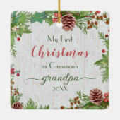 Aangepaste foto Nieuwe Opa 1 Kerstmis Keramisch Ornament (Achterkant)
