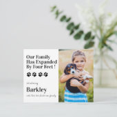 Aangepaste foto Nieuwe Pet Dog-pop-updouche Aankondigingskaart (Staand voorkant)