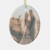 Aangepaste foto nieuwigheidsnaam monogram elegant keramisch ornament (Rechts)