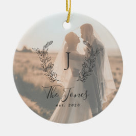 Aangepaste foto nieuwigheidsnaam monogram elegant keramisch ornament