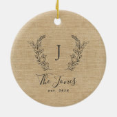 Aangepaste foto nieuwigheidsnaam monogram elegant keramisch ornament (Achterkant)