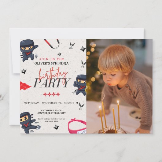 Aangepaste foto, ninja verjaardag kaart (Voorkant)