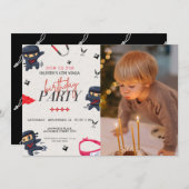 Aangepaste foto, ninja verjaardag kaart (Voorkant / Achterkant)