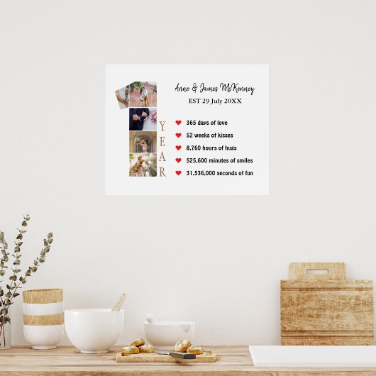 Aangepaste foto nummer Lijsten 1e jaar Jubileum Poster (Keuken)
