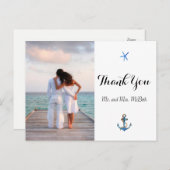 Aangepaste foto Ocean Blue Beach bruiloft Dank u Briefkaart (Voorkant / Achterkant)