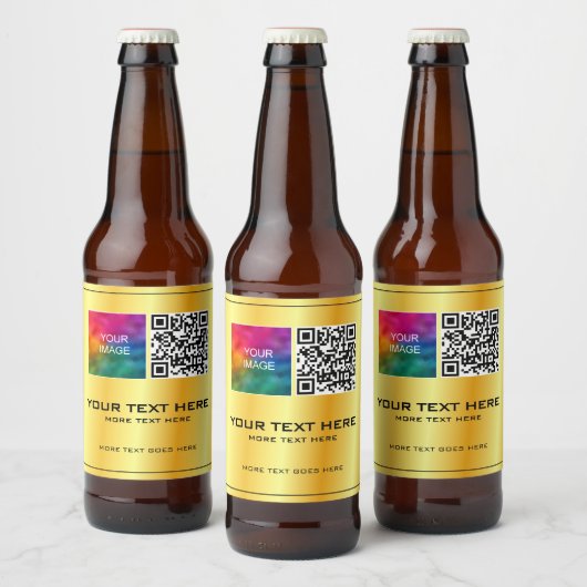 Aangepaste foto of Business Logo QR Code Sjabloon Bier Etiket (Flessen)