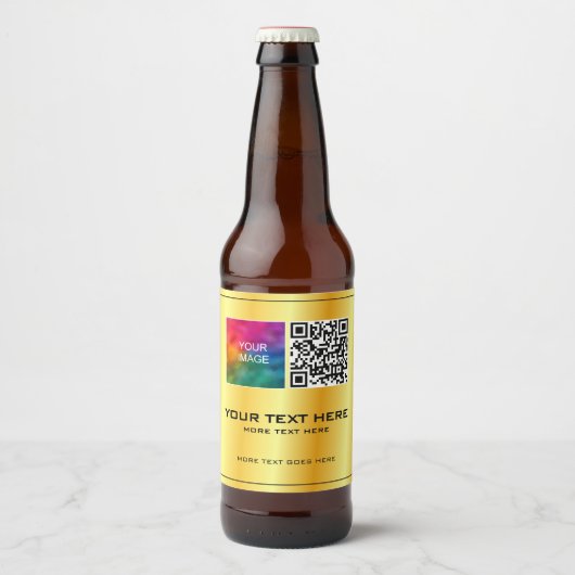 Aangepaste foto of Business Logo QR Code Sjabloon Bier Etiket (Voorkant)