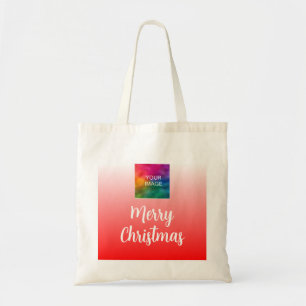 Aangepaste Foto of Logo Vrolijke Kersttypografie Tote Bag