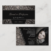 Aangepaste foto of Logo zwarte platina Glitter Spa Visitekaartje (Voorkant / Achterkant)