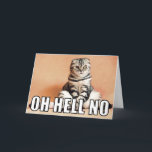 Aangepaste foto Oh Hell No Meme Funny Birthday Kaa Kaart<br><div class="desc">Upload je eigen foto naar creëer met een leuke kaart voor verjaardagen of elke gelegenheid met een meme-stijl. Op de voorkant van de kaart staat je foto met de memen stijl tekst OH HELL NO gelegd over de bovenkant. De inside message is klaar voor uw custom touch, zodat u voor...</div>