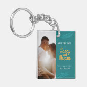 Aangepaste foto om de datumbruiloft op te slaan sleutelhanger (Voorkant Links)