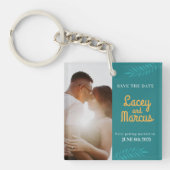 Aangepaste foto om de datumbruiloft op te slaan sleutelhanger (Voorkant)