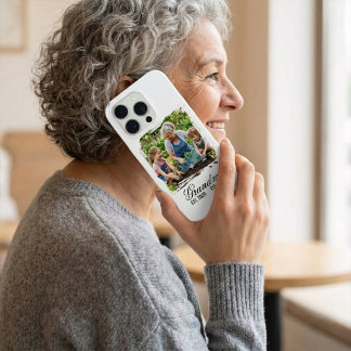 Aangepaste foto oma opgericht elegante script iPhone 15 pro case