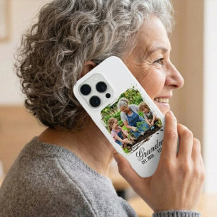 Aangepaste foto oma opgericht elegante script iPhone 15 pro case