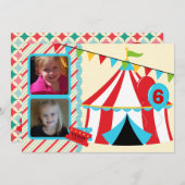 Aangepaste foto onder de Big Top Birthday-uitnodig Kaart (Voorkant / Achterkant)
