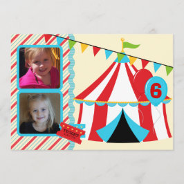 Aangepaste foto onder de Big Top Birthday-uitnodig Kaart