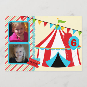 Aangepaste foto onder de Big Top Birthday-uitnodig Kaart