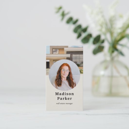 Aangepaste foto onroerend goed manager visitekaartje (Staand voorkant)