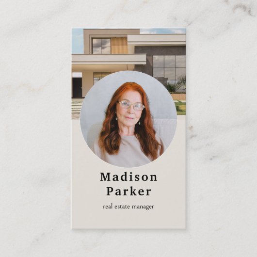 Aangepaste foto onroerend goed manager visitekaartje (Voorkant)