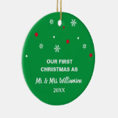 Aangepaste foto Ons eerste kersthuwelijk Keramisch Ornament (Rechts)