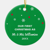 Aangepaste foto Ons eerste kersthuwelijk Keramisch Ornament (Voorkant)