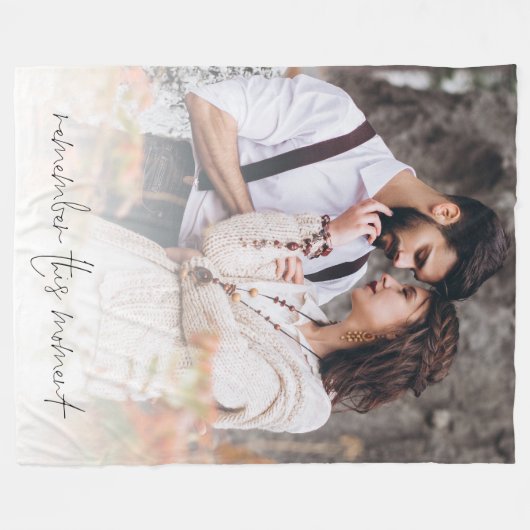 Aangepaste foto Onthoud dit moment bruiloft Fleece Deken (Voorkant (Horizontaal))