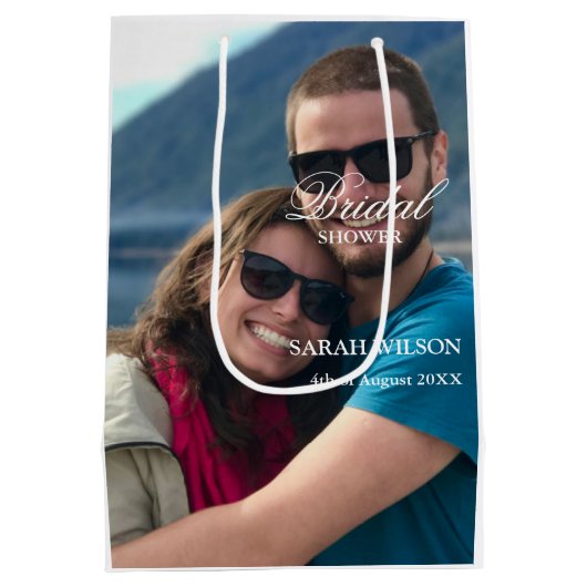 Aangepaste foto Ontspannen strand bruiloft Medium Cadeauzakje (Achterkant)