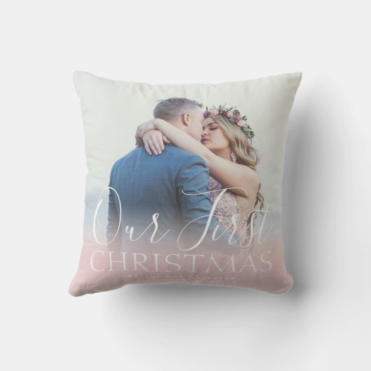 Aangepaste foto Onze eerste kerstfeestdag Kussen (Achterkant)