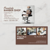 Aangepaste foto op Barberstoel vintage bruine haar Visitekaartje (Voorkant / Achterkant)
