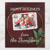 Aangepaste foto op Faux Gold Confetti Pattern Wijn Etiket (Enkel label)