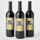 Aangepaste foto op Faux Shiny Gold Wine Label Wijn Etiket (Flessen)