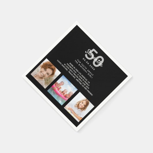Aangepaste foto op feestdag: zwart wit servet (Hoek)