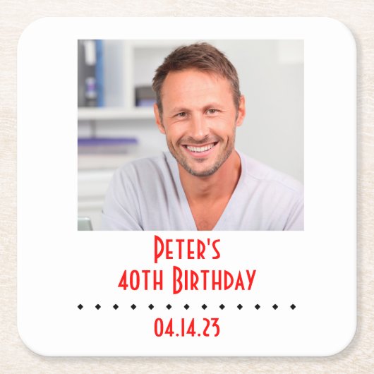 Aangepaste foto op geboortedag kartonnen onderzetters (Voorkant)