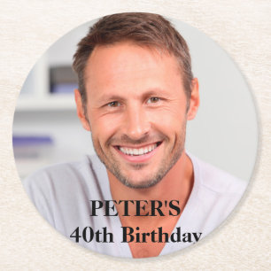 Aangepaste foto op geboortedag ronde kartonnen onderzetter