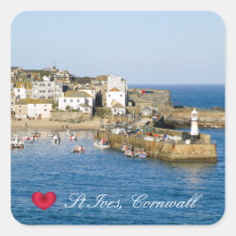 Aangepaste foto op Harbour Harbour Pier Cornwall Vierkante Sticker